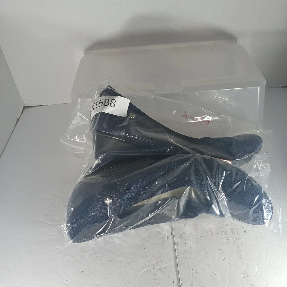 Anne Klein Sport Drestyn Wedge Pumps 8M Navy Blue Snakeskin Patent Professional